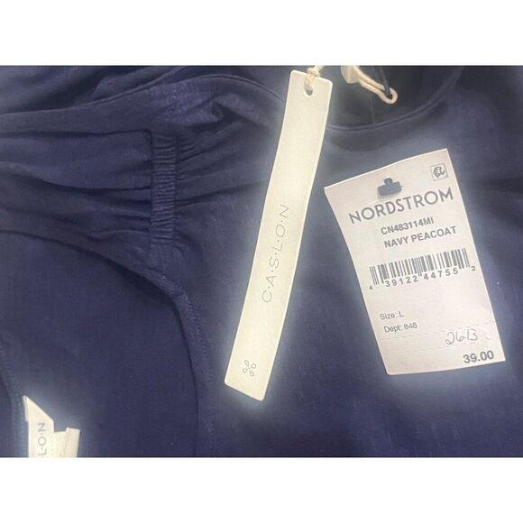 Caslon Flowy Asymmetric Neck Knit Tank In Navy Peacoat, Sz. L - Picture 11 of 13